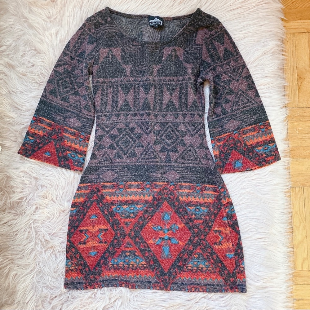 Long Sleeve Geometric Dress